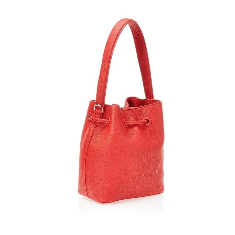 Damen Umhängetasche aus Kunstleder Rote Tote Bag mit Kordelzug